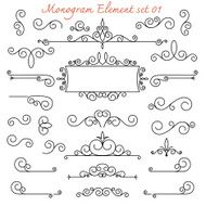 vector set caligraphic monogram flourish swirl for design and d N2