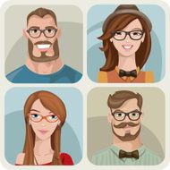 Four portraits of hipsters Male and female N3