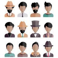 Male Icons Set in Flat Style