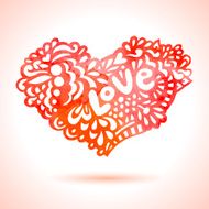 Watercolor painted red heart N2