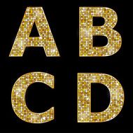 Golden metallic shiny letters A B C D N2