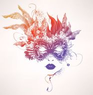 Abstract women face with flowers