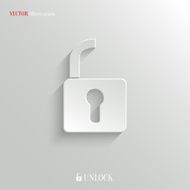 Unlock icon - vector white app button