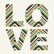 Love typography with hipster pattern - stock vector