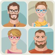 Four portraits of hipsters Male and female N4