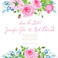 Forget me nots and roses floral design frame vector element