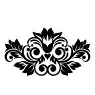 Black-and-white flowers and leaves design element N7