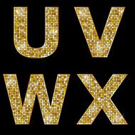 Golden metallic shiny letters U V W X N2