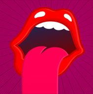Screaming mouth sticking out tongue and shouting vector illustration