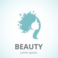 Abstract logo woman&#039;s face in profile