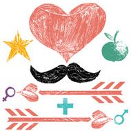 Set of hipster vintage design elements grunge and watercolor N7