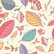 Seamless cute pattern with leaves