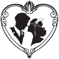 Silhouette of retro style couple