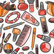 seamless pattern of cosmetics objects