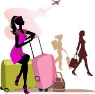 Woman with travel cases