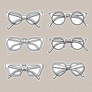 vector black sunglasses icons set isolated on white background N3