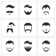 Retro Mens Hair Styles icon set N2