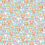 Cute Kawaii Cats and Cupcakes Birthday Background