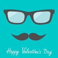 Men's glasses and moustache Flat design Happy Valentines Day c