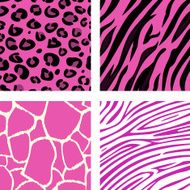 Pink animal leopard tiger zebra and giraffe print pattern background