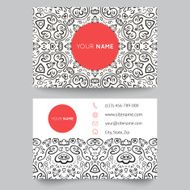 Business card template black red and white beauty fashion pattern