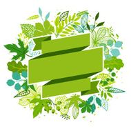 Background of stylized green leaves N7