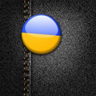 Ukraine Badge on Black Denim Jeans Fabric Texture Vector