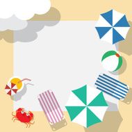 Summertime traveling template with beach summer accessories vector illustration