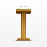 Vector Wooden Podium Tribune Rostrum Stand Isolated on White N2