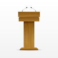 Vector Wooden Podium Tribune Rostrum Stand Isolated on White N3