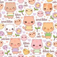 Kawaii Cat &amp; Friends Repeating Background