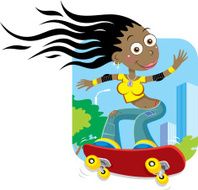 Afro-american girl on a skateboard