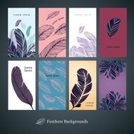 Collection of backgrounds with feathers