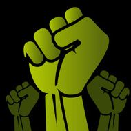 Green Revolution Clenched fist held in protest