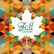 Fall season text White leaf colorful geometric background Autumn concept