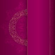 Vintage frame with gold floral elements on pink background