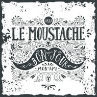 Hand drawn vintage label with a moustache and hand lettering N3