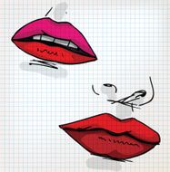 Lips of woman sketch illustration