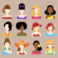 Set of Flat Icons with Women Characters N5
