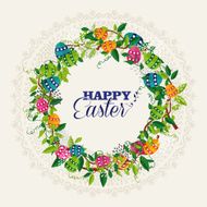 Happy Easter wreath colors eggs