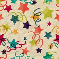 Seamless pattern with stars and serpentine on crumpled paper