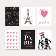 Set of Paris theme creative cards