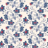 Vector vintage floral seamless blue flower N2