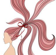 Girl silhouette with long wavy hair