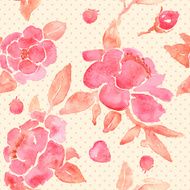 Watercolor seamless wallpaper with Peony flowers in vector