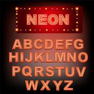 Neon alphabet Font with neon letters