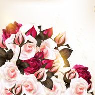 Beautiful vector background with roses in vintage style
