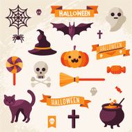 Set of Halloween ribbons and characters