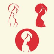 Symbolic woman faces and heads Logo vector N2
