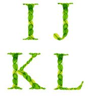 alphabet letters made from spring green leaves Vector illustration N2
